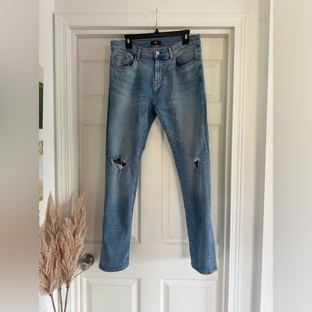 7 For All Mankind Low Straight Jeans, Size 29